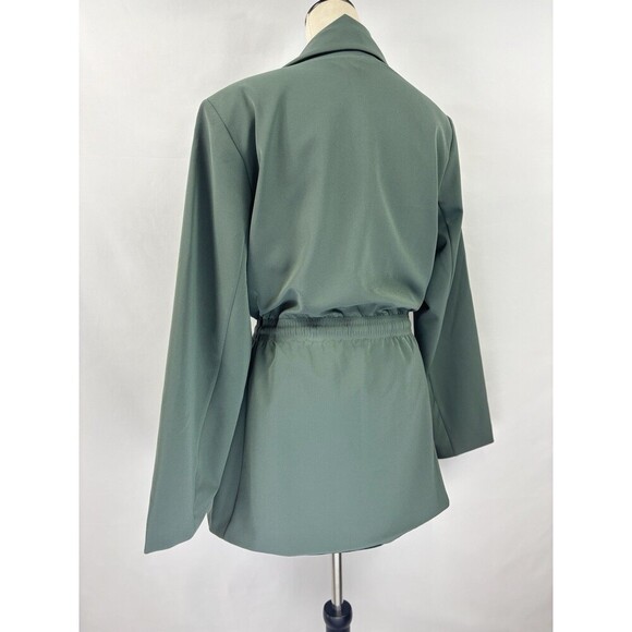 Athleta Endless Prima Twill Blazer Jacket Dark Sage Green 18 Wrap Front Tie - Picture 2 of 12